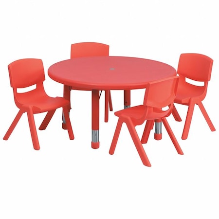 Round Activity Table, Plastic, Steel, Red MPN:YU-YCX-0073-2-ROUND-TBL-RED-E-GG