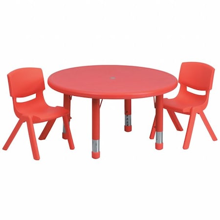 Round Activity Table, 33 W, 33 L, 23.75 H, Plastic, Steel, Red MPN:YU-YCX-0073-2-ROUND-TBL-RED-R-GG