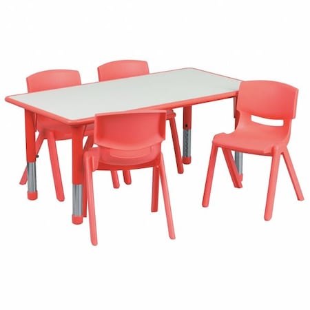 Rectangle Table Set, Plastic, Steel, Grey MPN:YU-YCY-060-0034-RECT-TBL-RED-GG