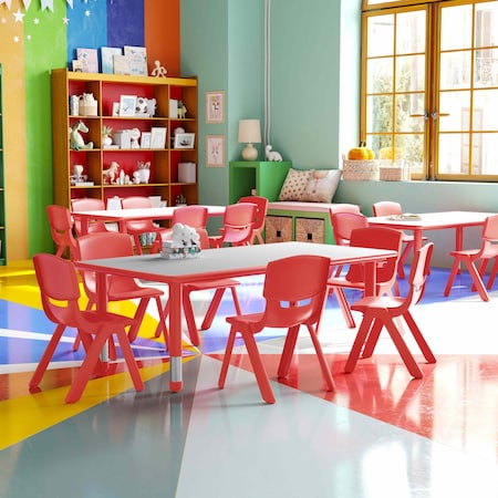 Rectangle Table Set, Plastic, Steel, Grey MPN:YU-YCY-060-0036-RECT-TBL-RED-GG