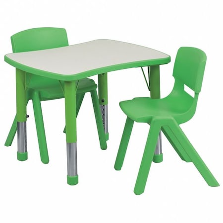 Rectangle Activity Table, 21.875 W, 26.625 L, 23.5 H, Plastic, Steel, Grey MPN:YU-YCY-098-0032-RECT-TBL-GREEN-GG