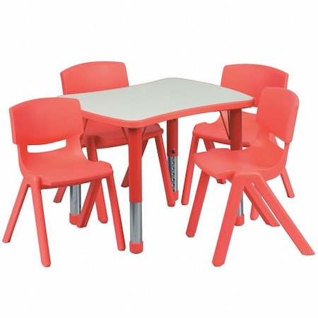 Rectangle Table Set, Plastic, Steel, Grey MPN:YU-YCY-098-0034-RECT-TBL-RED-GG