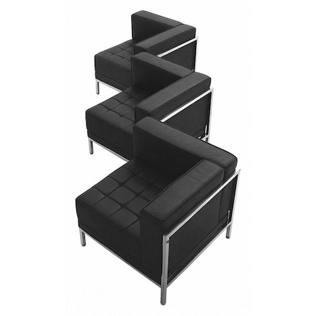 Hercules Imagination Three Piece Corner Chair Set, Black Seat, Black Back, 28.5 W 28-1/2