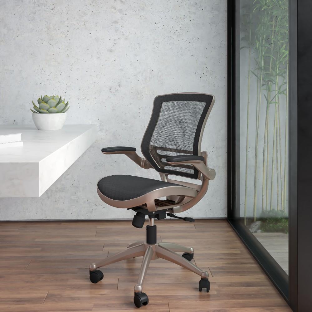 Flash Furniture Mesh Mid-Back Executive Office Chair, Black/Gold MPN:BL8801X