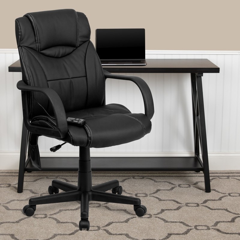 Flash Furniture Ergonomic LeatherSoft Faux Leather High-Back Massaging Chair, Black MPN:BT-2690P-GG