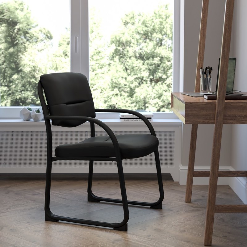 Flash Furniture Fabric Executive Side Reception Chair with Sled Base, Black MPN:BT-508-BK-GG