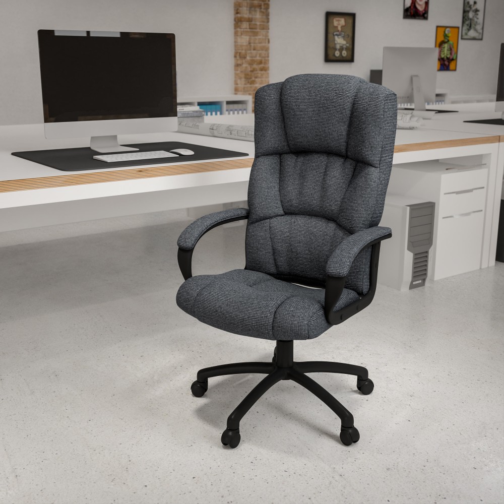 Flash Furniture Fabric High-Back Executive Office Chair With Arms, Gray MPN:BT9022BK