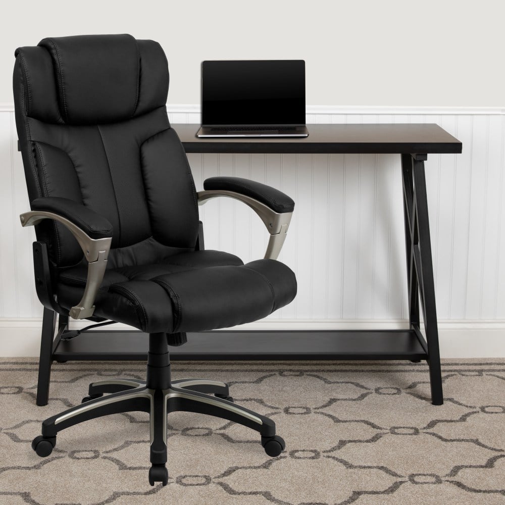 Flash Furniture Ergonomic LeatherSoft High-Back Folding Executive Office Chair With Arms, Black MPN:BT9875H
