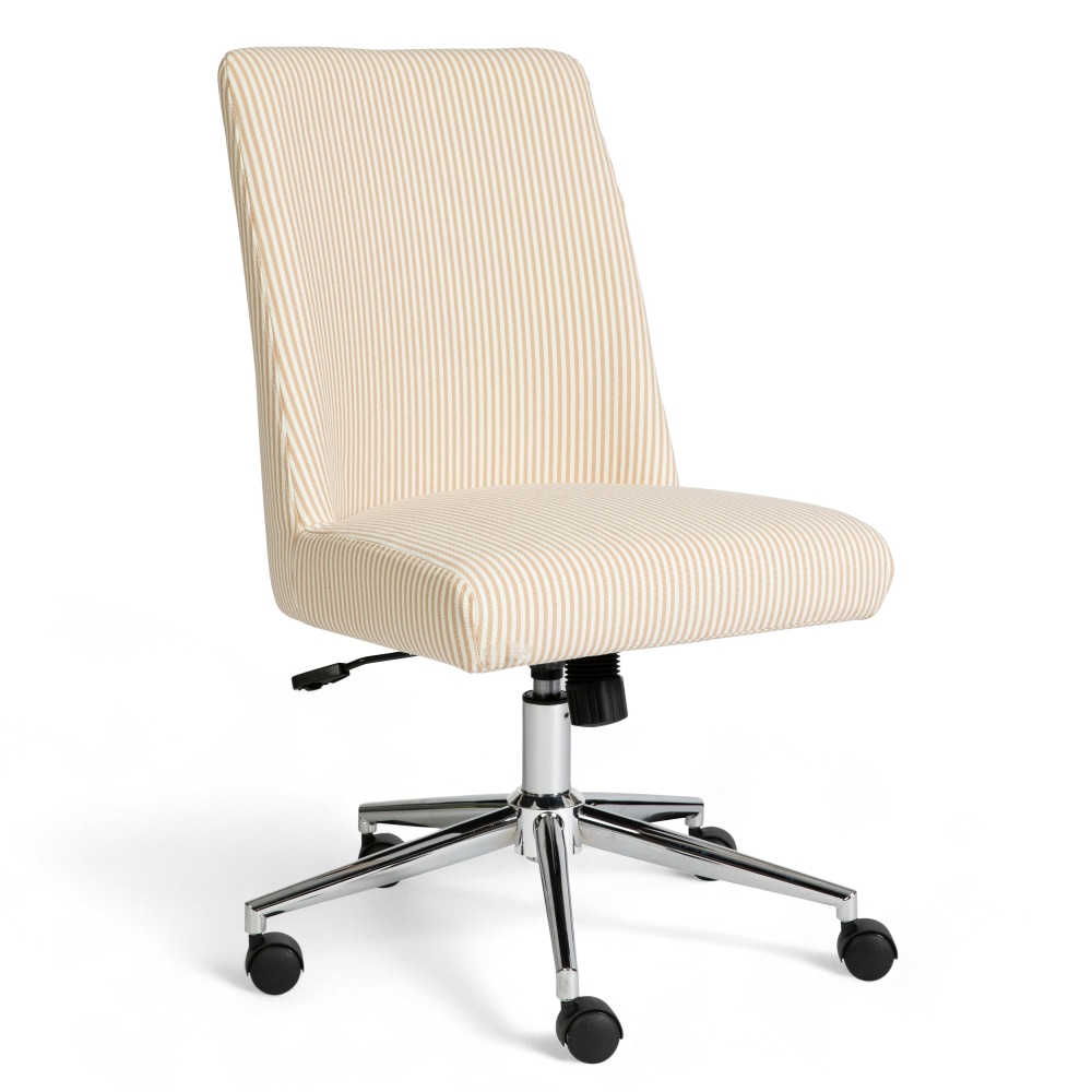 Martha Stewart Maeve Upholstered Office Chair, Beige Stripe Fabric/Polished Nickel Frame MPN:CH23121631BG