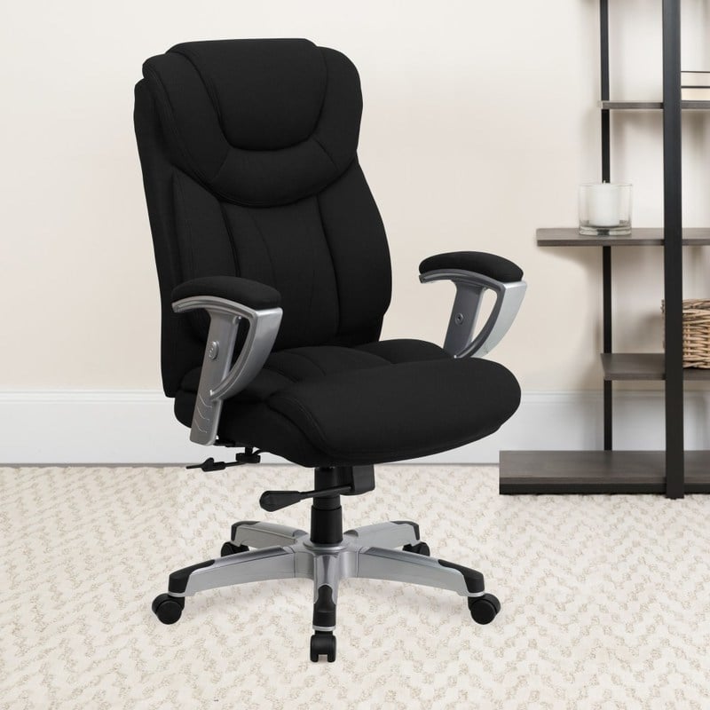 Flash Furniture Hercules Big And Tall Fabric Swivel Office Chair With Adjustable Arms, Black MPN:GO-1534-BK-FAB-GG