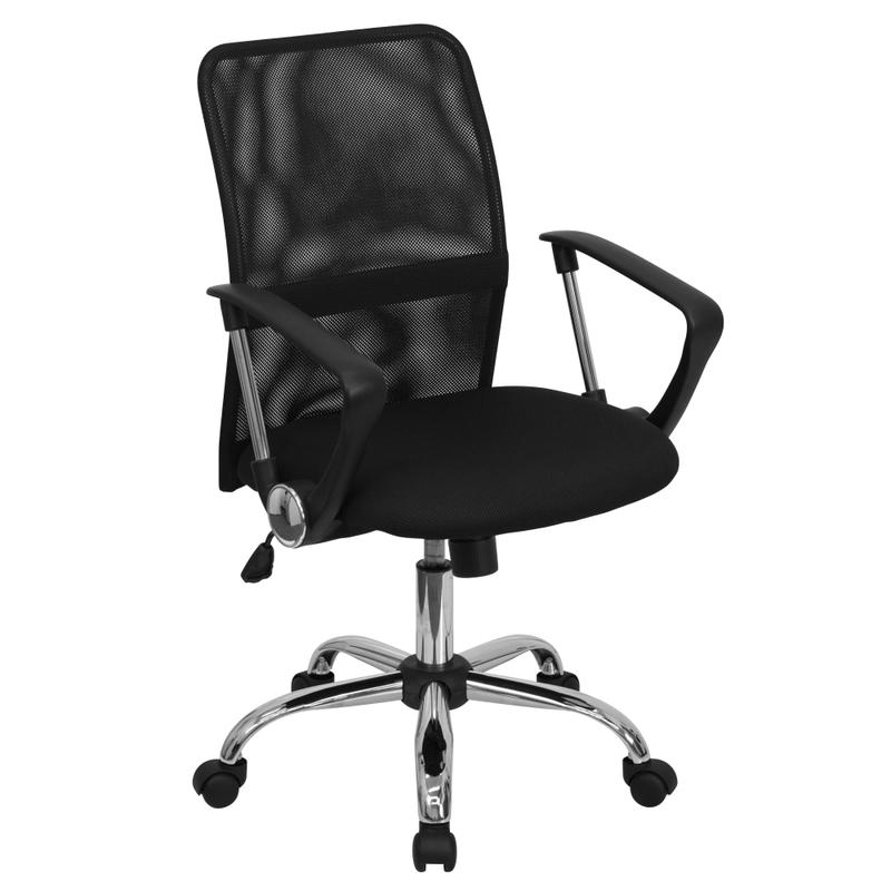 Flash Furniture Mesh Mid-Back Swivel Task Chair With Chrome Base, Black/Silver MPN:GO-6057-GG