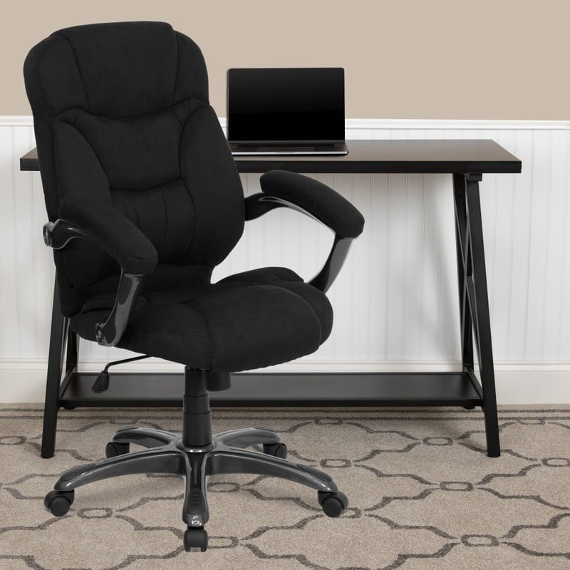 Flash Furniture Ergonomic Microfiber High-Back Chair, Black/Titanium MPN:GO-725-BK-GG