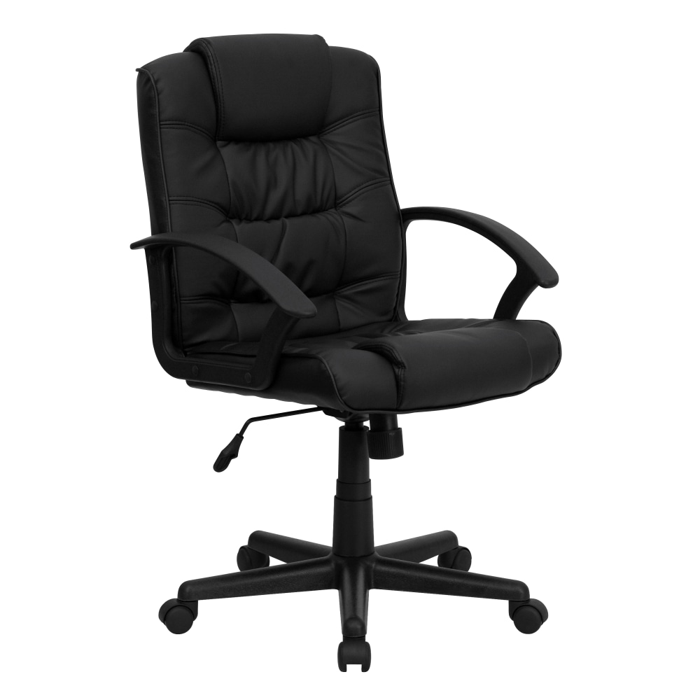 Flash Furniture LeatherSoft Faux Leather Mid-Back Swivel Task Chair With 21 1/2in Back Cushion, Black MPN:GO-937M-BK-LEA-GG