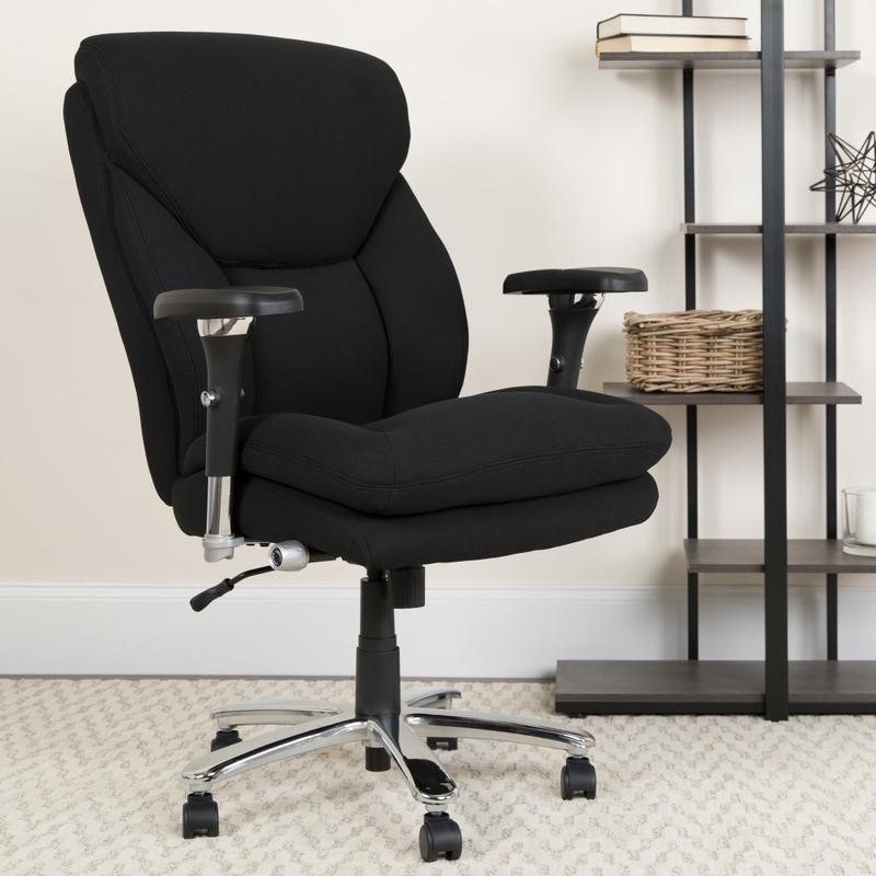 Flash Furniture HERCULES Series 24-7 Intensive Use Big & Tall Ergonomic Fabric High-Back Office Chair With Lumbar Knob And Headrest, Black/Gray MPN:GO2085
