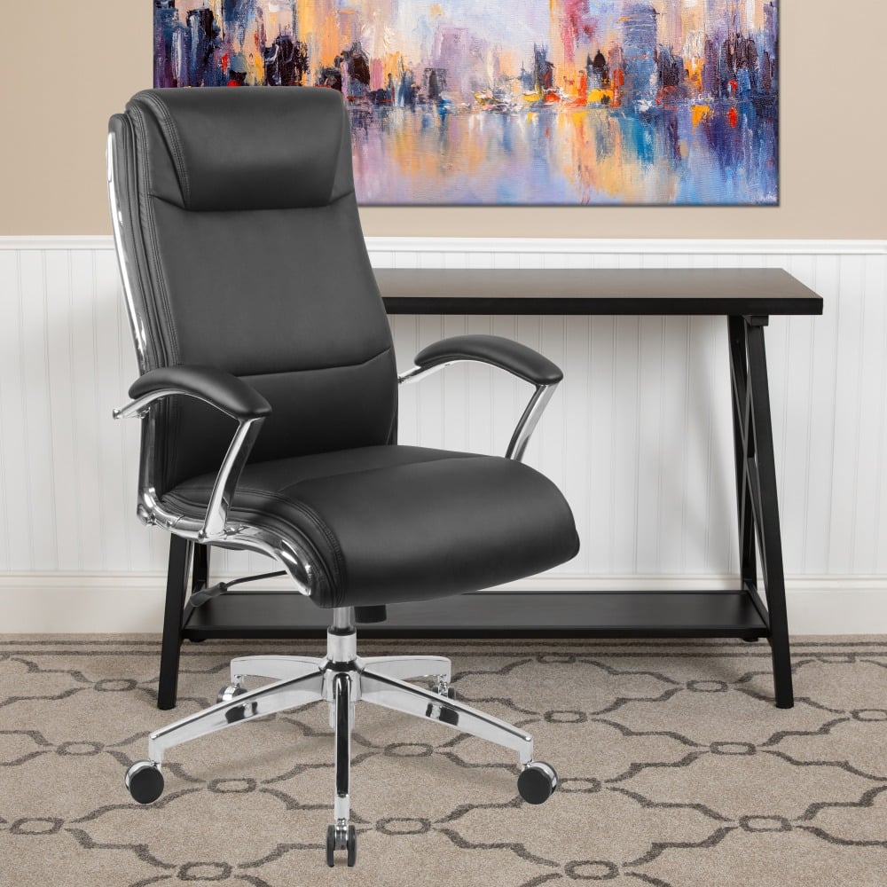 Flash Furniture Faux Leather High-Back Designer Smooth Executive Office Chair, Black MPN:GO2192BK