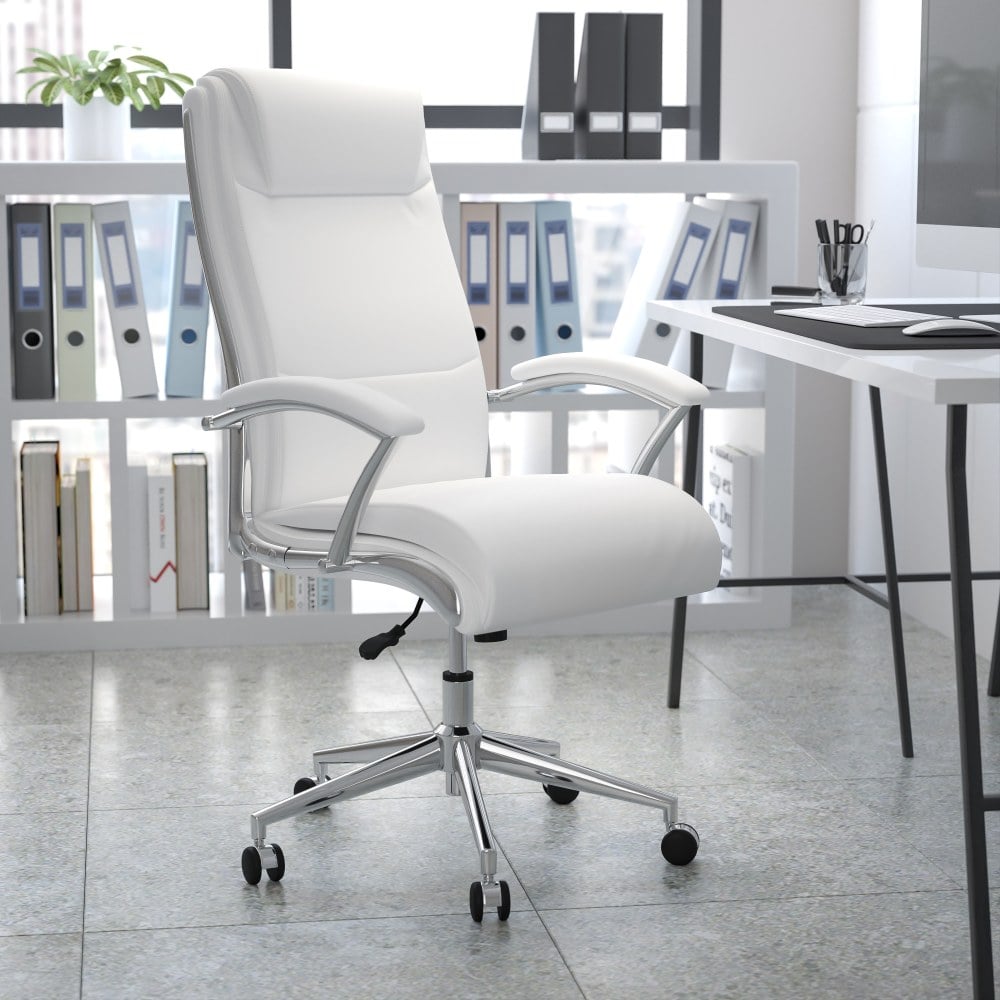 Flash Furniture Faux Leather High-Back Designer Smooth Executive Office Chair, White MPN:GO2192WH