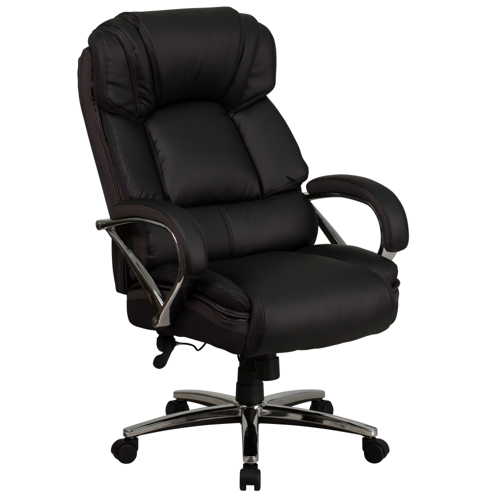 Flash Furniture Hercules Big & Tall Ergonomic LeatherSoft Faux Leather Office Chair With Chrome Base And Arms, Black/Gray MPN:GO2222