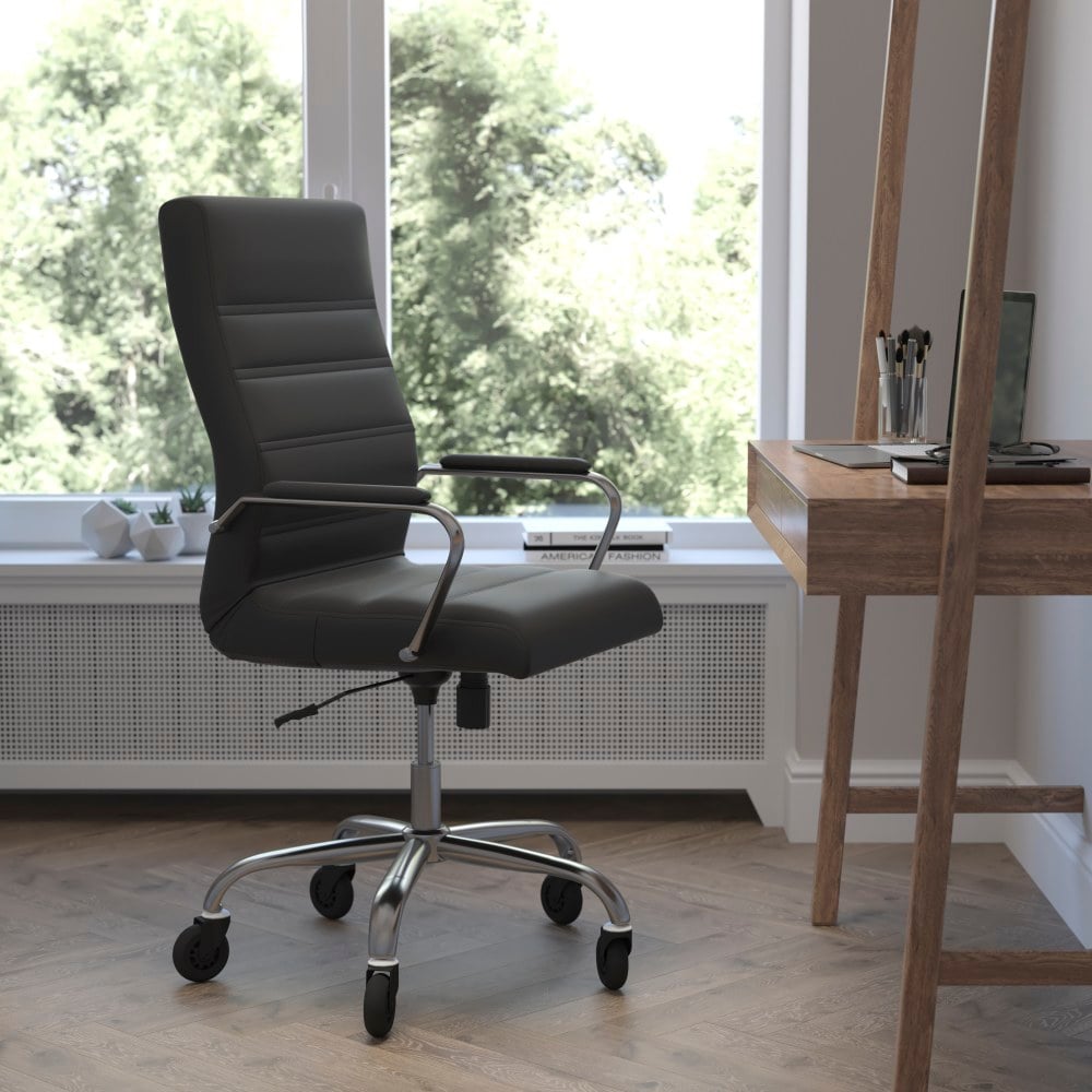 Flash Furniture Whitney Ergonomic Faux Leather High-Back Executive Swivel Office Chair, Black/Chrome MPN:GO2286HBKRLB