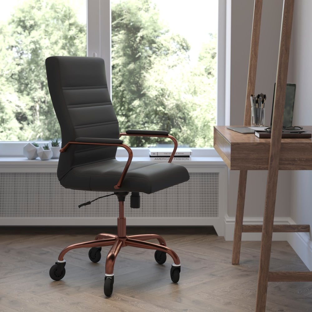 Flash Furniture Whitney Ergonomic Faux Leather High-Back Executive Swivel Office Chair, Black/Rose Gold MPN:GO2286HBKRSGRLB