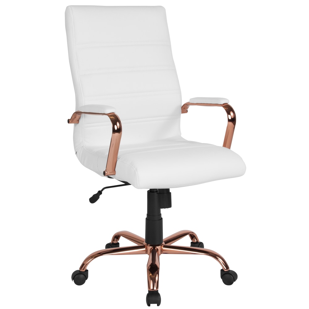Flash Furniture LeatherSoft Faux Leather High-Back Office Chair, White/Pink MPN:GO2286HWHRSGLD