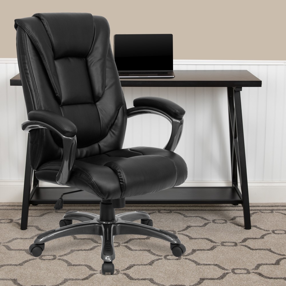 Flash Furniture Ergonomic LeatherSoft High-Back Layered Upholstered Executive Office Chair, Black, GO7194BBK MPN:GO7194BBK