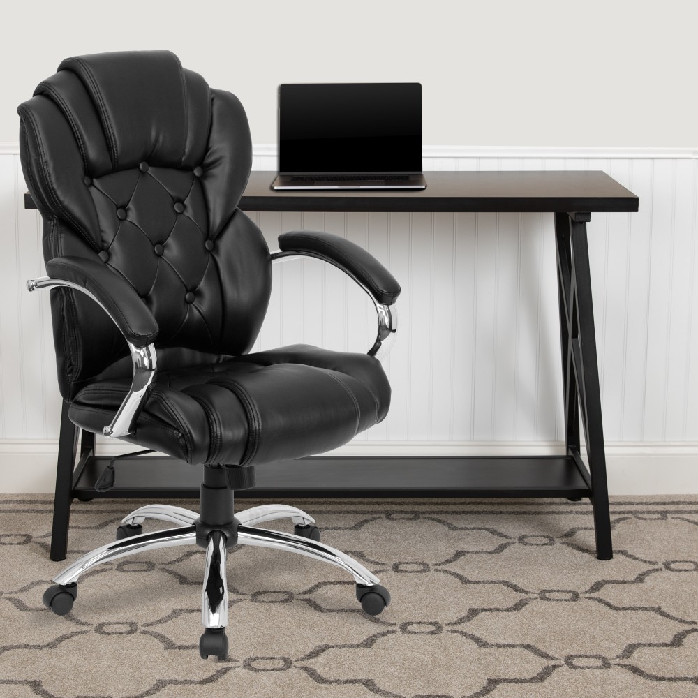 Flash Furniture Transitional Style LeatherSoft High-Back Executive Office Chair, Black MPN:GO908ABK