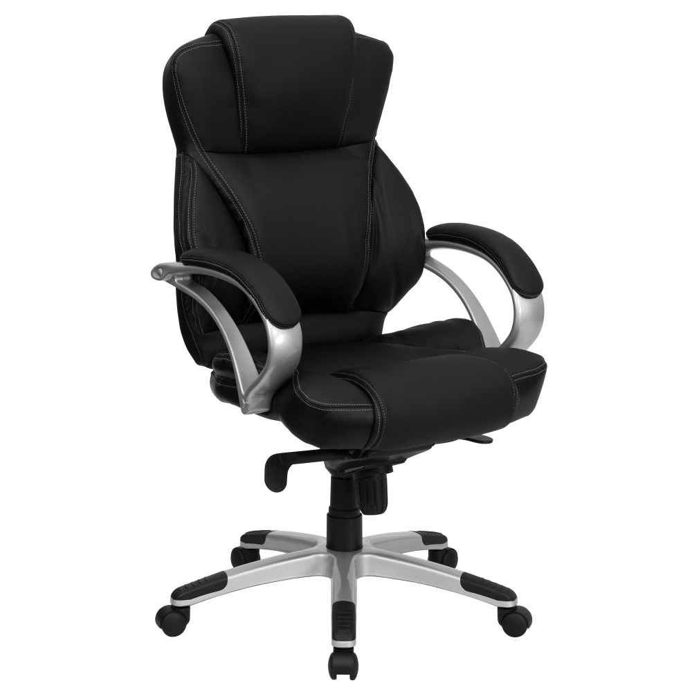 Flash Furniture Contemporary LeatherSoft Faux Leather High-Back Swivel Chair, Black/Silver MPN:H-9626L-2-GG
