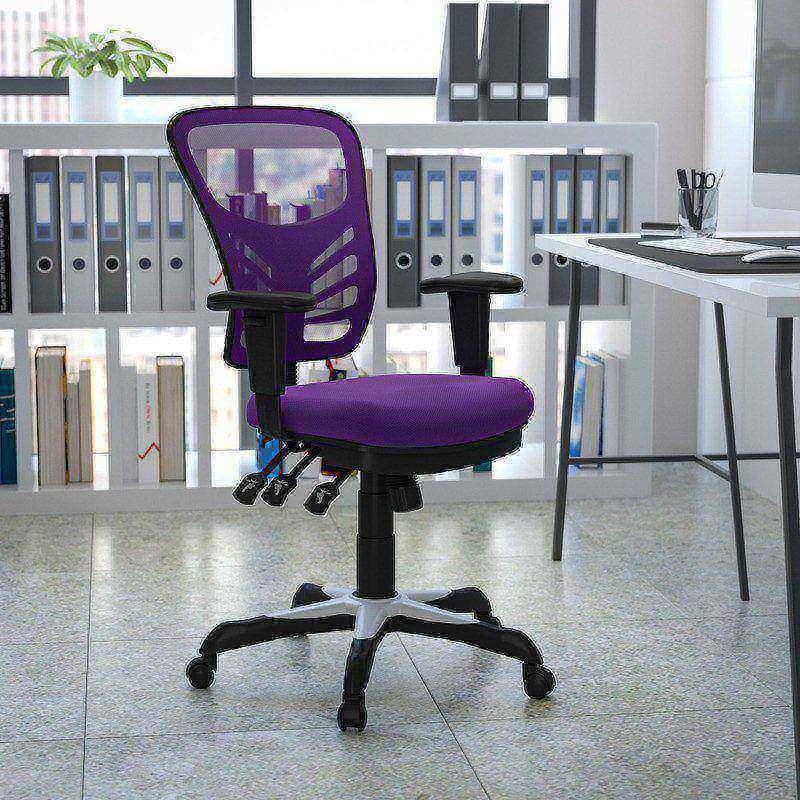 Flash Furniture Ergonomic Mesh Mid-Back Swivel Task Chair, Purple/Black MPN:HL-0001-PUR-GG