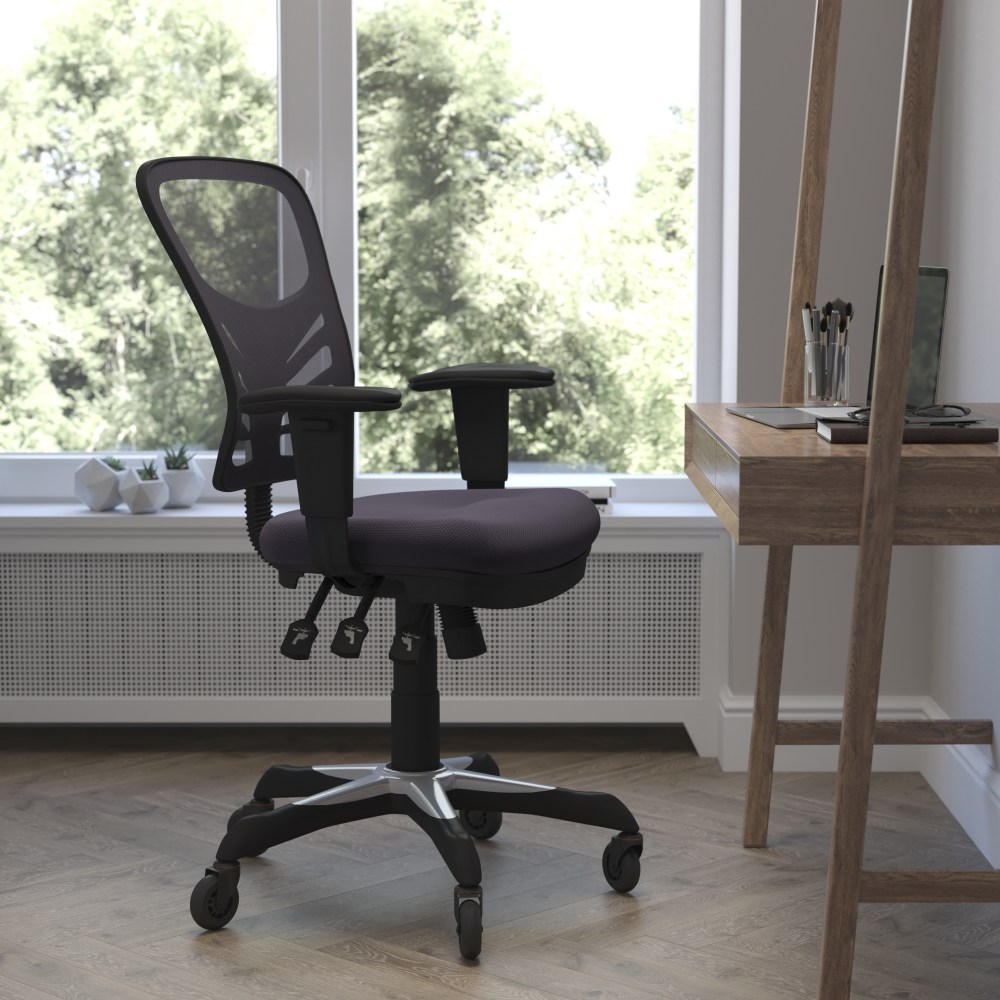 Flash Furniture Nicholas Ergonomic Mesh Mid-Back Multifunction Executive Swivel Office Chair, Dark Gray/Black MPN:HL0001DKGYRLB
