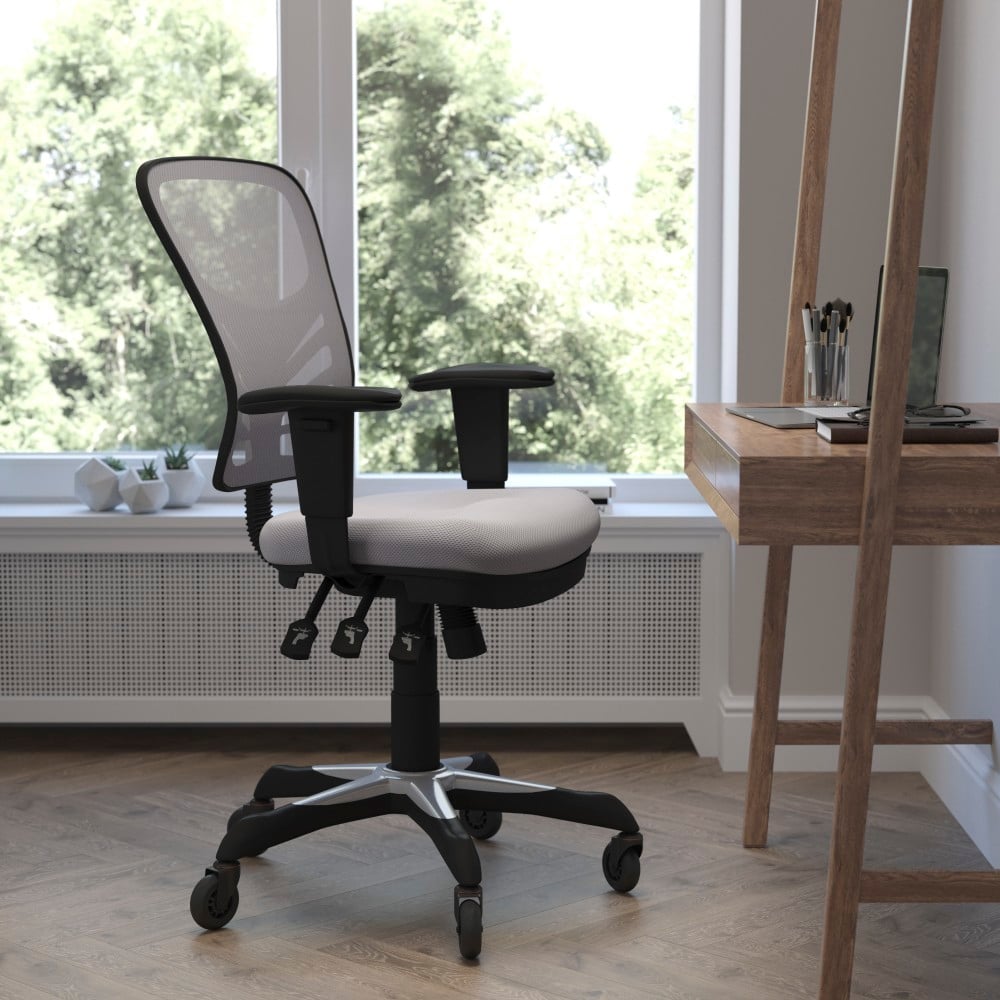 Flash Furniture Nicholas Ergonomic Mesh Mid-Back Multifunction Executive Swivel Office Chair, Gray/Black MPN:HL0001GYRLB