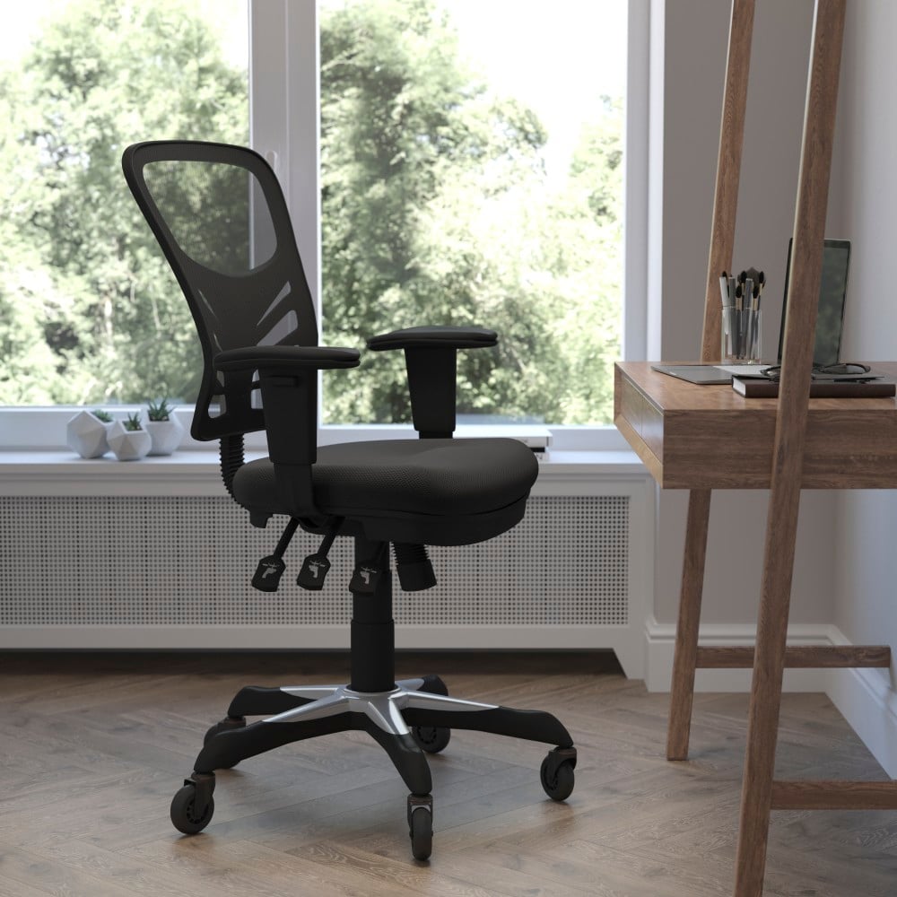 Flash Furniture Nicholas Ergonomic Mesh Mid-Back Multifunction Executive Swivel Office Chair, Black MPN:HL0001RLB