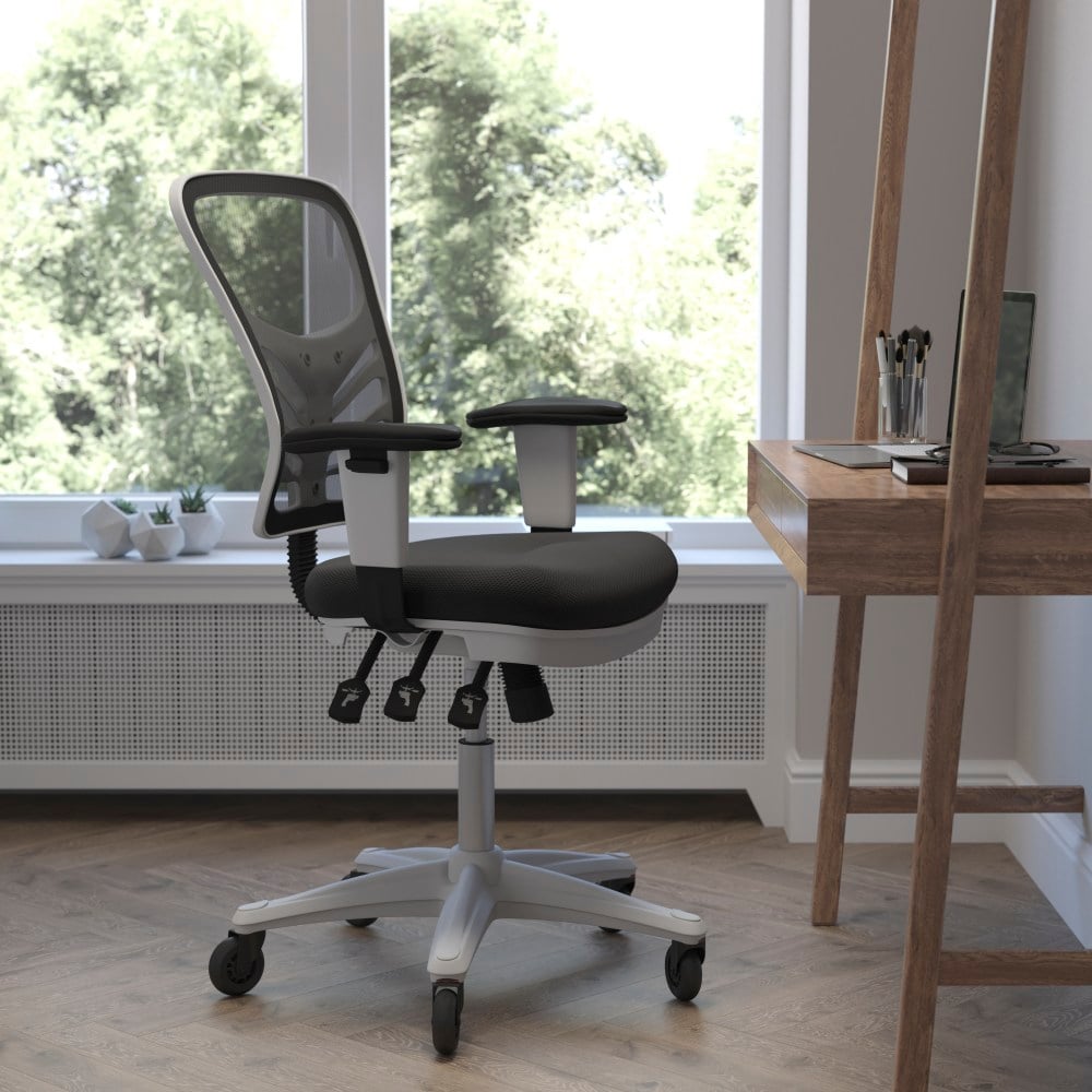 Flash Furniture Nicholas Ergonomic Mesh Mid-Back Multifunction Executive Swivel Office Chair, Black/White MPN:HL0001WHBKRLB