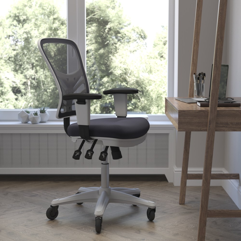Flash Furniture Nicholas Ergonomic Mesh Mid-Back Multifunction Executive Swivel Office Chair, Dark Gray/White MPN:HL0001WHDKGYRLB