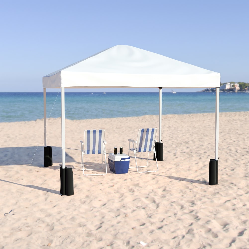 Flash Furniture Pop-Up Event Canopy Tent With Sandbags And Wheeled Case, 106inH x 116inW x 116inD, White MPN:JJGZ1010PKGWH