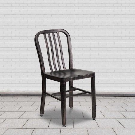 2PK Black-Gold Metal Indoor-Outdoor Chair - Bistro MPN:2-CH-61200-18-BQ-GG