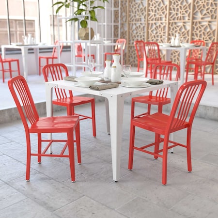 Gael Commercial Grade Red Metal Indoor-Outdoor Chair, PK2 MPN:2-CH-61200-18-RED-GG