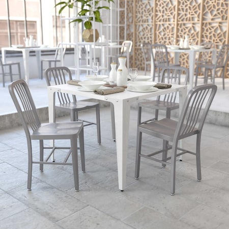 Gael Commercial Grade Silver Metal Indoor-Outdoor Chair, PK2 MPN:2-CH-61200-18-SIL-GG