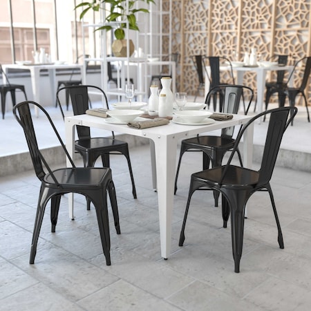 Black Metal Indoor-Outdoor Stackable Chair, PK4 MPN:4-CH-31230-BK-GG