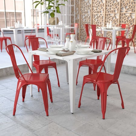 Red Metal Indoor-Outdoor Stackable Chair, PK4 MPN:4-CH-31230-RED-GG
