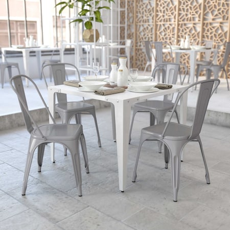Silver Metal Indoor-Outdoor Stackable Chair, PK4 MPN:4-CH-31230-SIL-GG