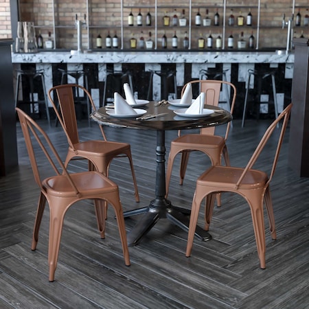 Copper Metal Indoor-Outdoor Stackable Chair, PK4 MPN:4-ET-3534-POC-GG