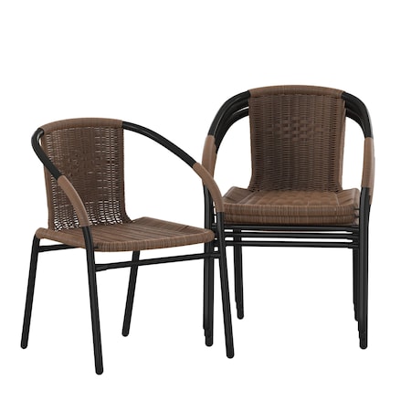 Lila Medium Brown Rattan Indoor-Outdoor Restaurant Stack Chair, PK4 MPN:4-TLH-037-DK-BN-GG