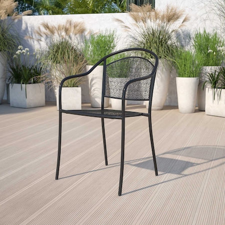 Black Steel Patio Arm Chair with Round Back, PK5 MPN:5-CO-3-BK-GG