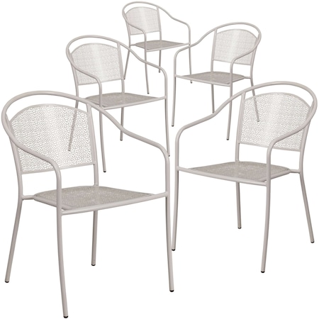 Light Gray Steel Patio Arm Chair with Round Back, PK5 MPN:5-CO-3-SIL-GG
