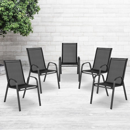 Black Outdoor Stack Chair w/ Flex Material, PK5 MPN:5-JJ-303C-GG
