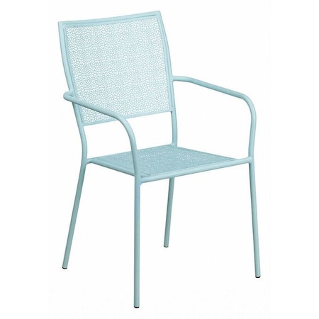 Sky Blue Steel Patio Arm Chair with Square Back MPN:CO-2-SKY-GG
