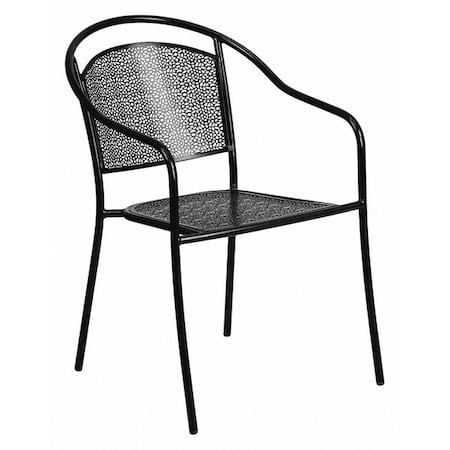 Black Steel Patio Arm Chair with Round Back MPN:CO-3-BK-GG