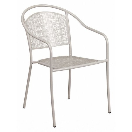 Light Gray Steel Patio Arm Chair with Round Back MPN:CO-3-SIL-GG