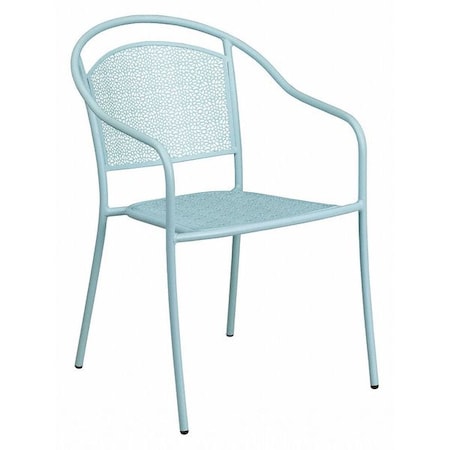 Sky Blue Steel Patio Arm Chair with Round Back MPN:CO-3-SKY-GG