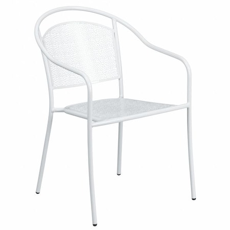 White Steel Patio Arm Chair with Round Back MPN:CO-3-WH-GG